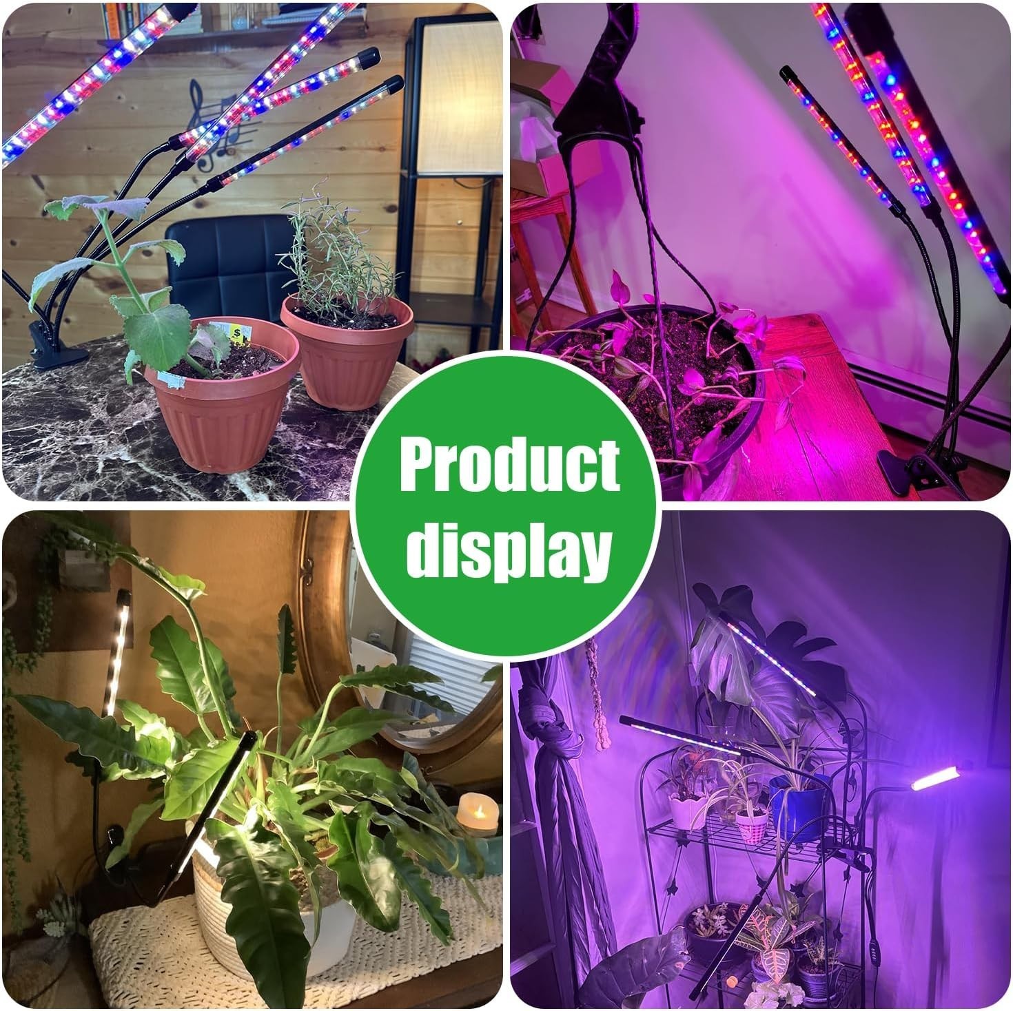 5-Head LED Grow Light Full Spectrum for Indoor Plants, Auto Timer, 10 Brightness