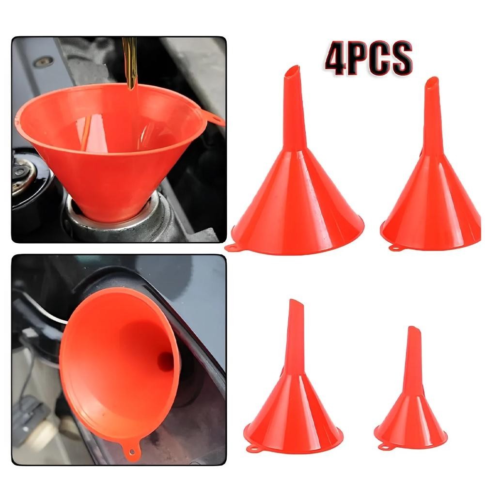 4 Plastic Funnel Set Auto Home Kitchen Garden Engine Oil Water Tool 2″ 3″ 4″ 5″