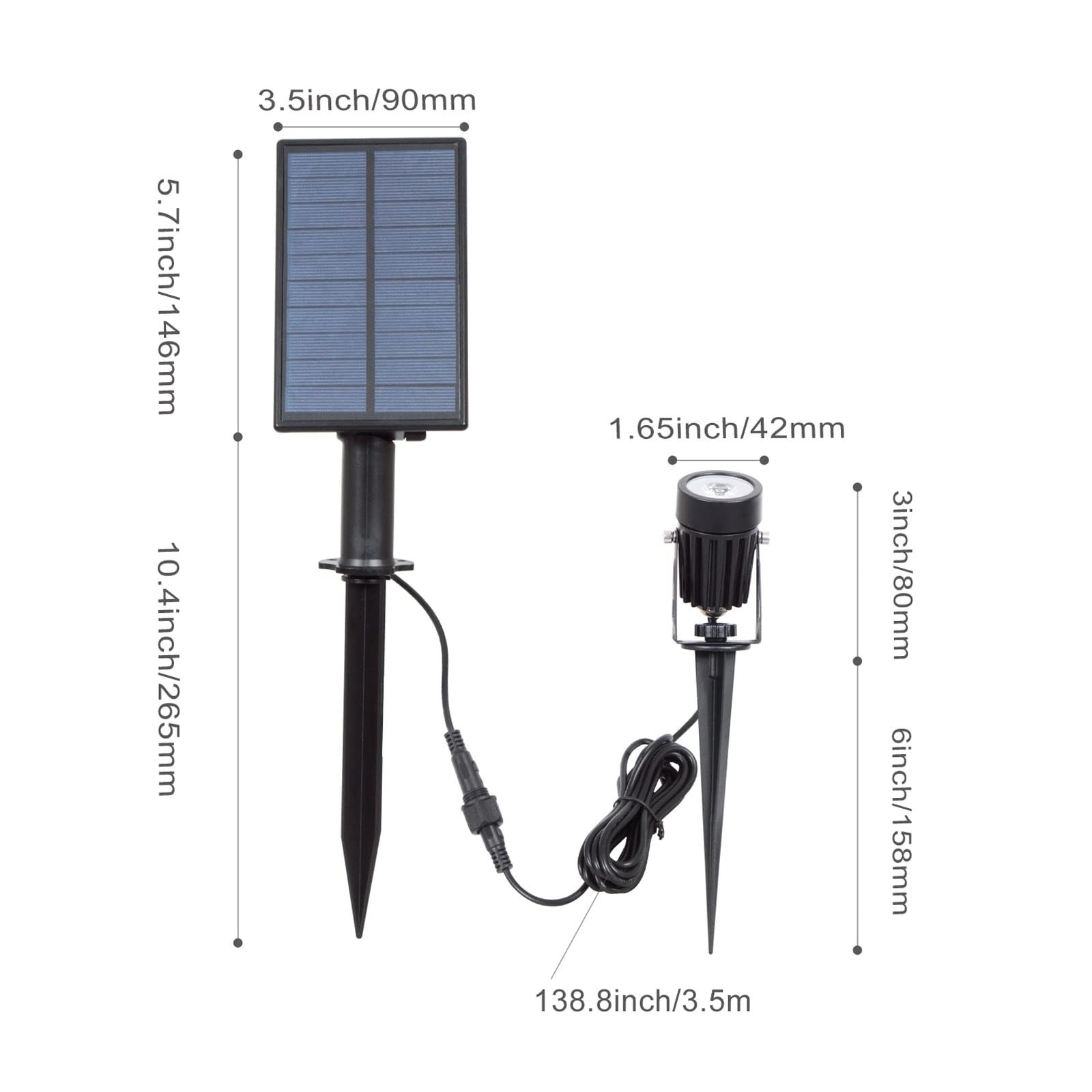T-SUN Outdoor Waterproof Solar Spotlights Warm White for Garden & Landscape