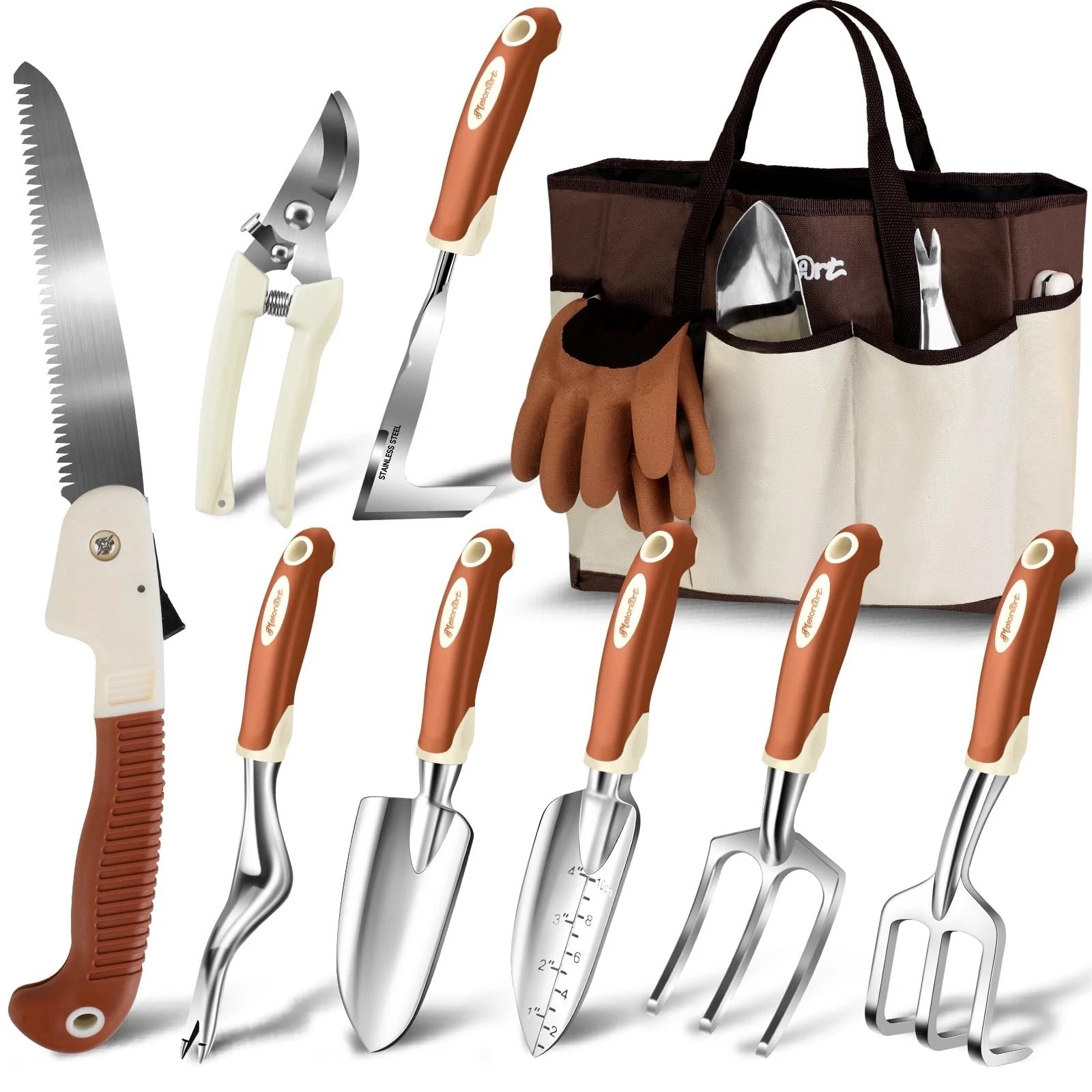 MelonArt Garden Tool Set 10 Pcs Heavy Duty Gardening Hand Tool Kit for Women