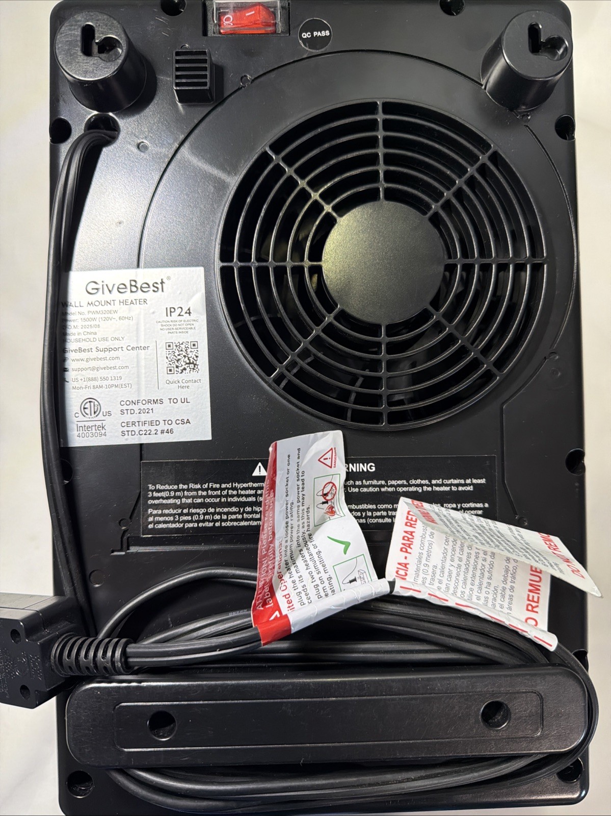 Smart Wall Heater 1500W Fast Heating w/Remote Control WiFi Enabled (GiveBest)