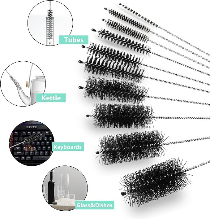 US Nylon Straw Brush Cleaner Bottle Tube Pipe Small Long Cleaning 1-10Set