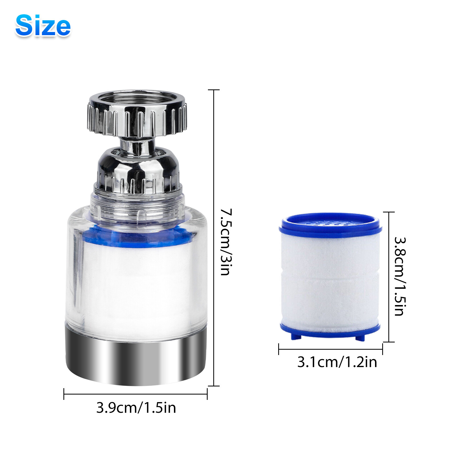 2/4Set Faucet Water Filter Tap Filtration Kitchen Sink Mount Purifier 360°Rotate