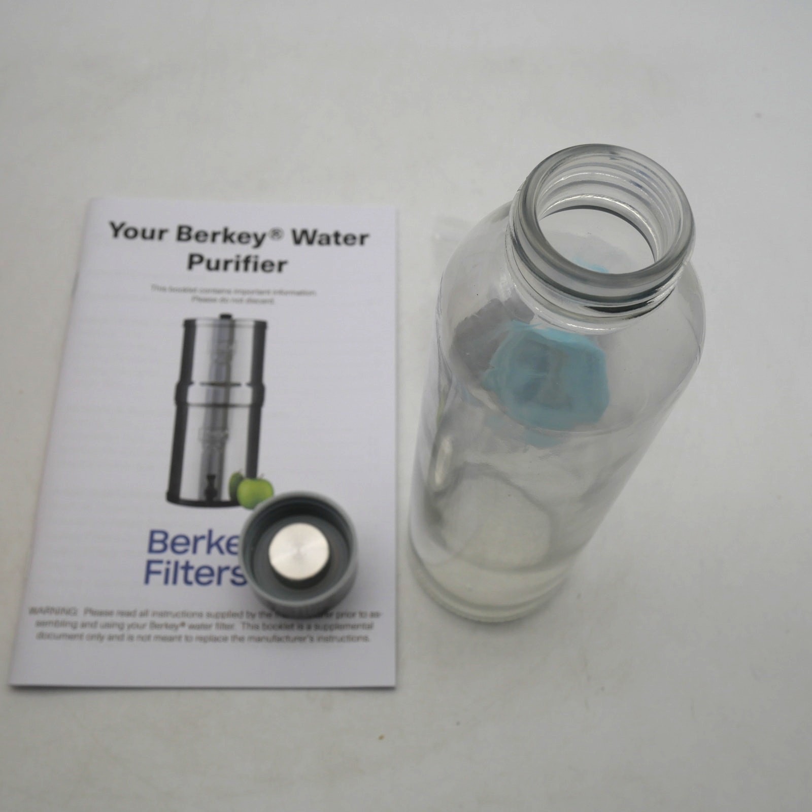 NEW Berkey Filter Prime Rite Priming Filter Kit+ 16.9 Glass Boroux Bottle w/ Lid