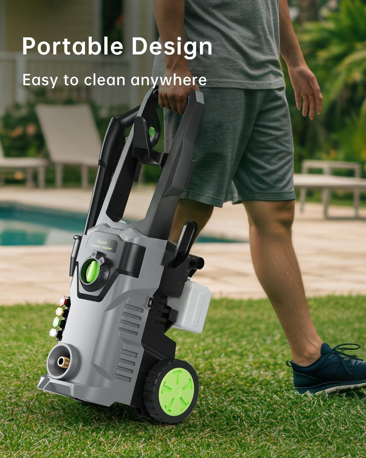 Electric Pressure Washer 4 Quick Nozzles High Pressure Cleaning Machine Portable
