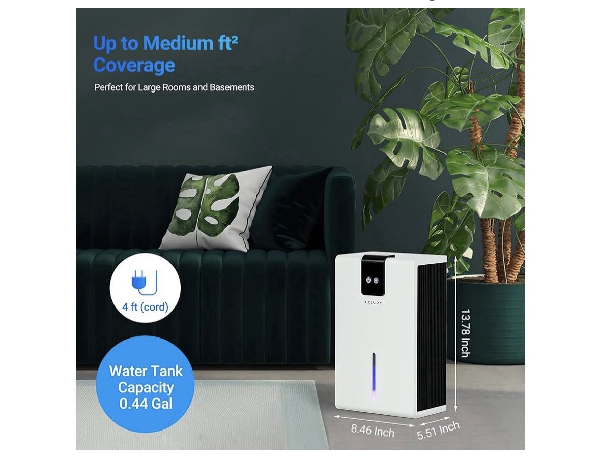Portable Room Dehumidifier 95oz 800sqft Quiet Home Bedroom RV 7 LED