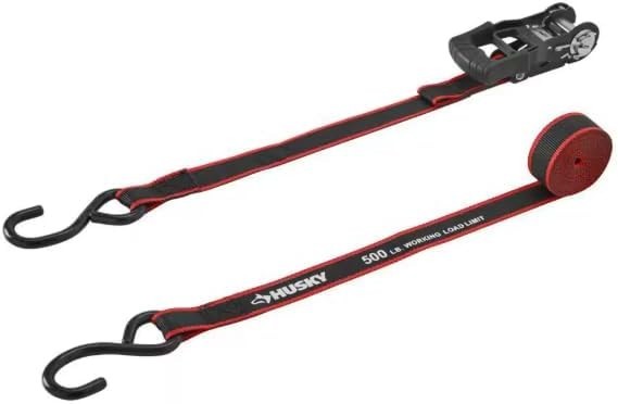 HUSKY RATCHET TIE-DOWN STRAPS 7-PACK 1 in. x 12 ft. Quick Release Hook 500 lbs.
