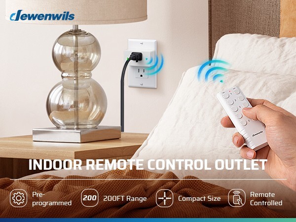 DEWENWILS Remote Control Outlet, Indoor Wireless Remote Outlet Switch 5 Outlets
