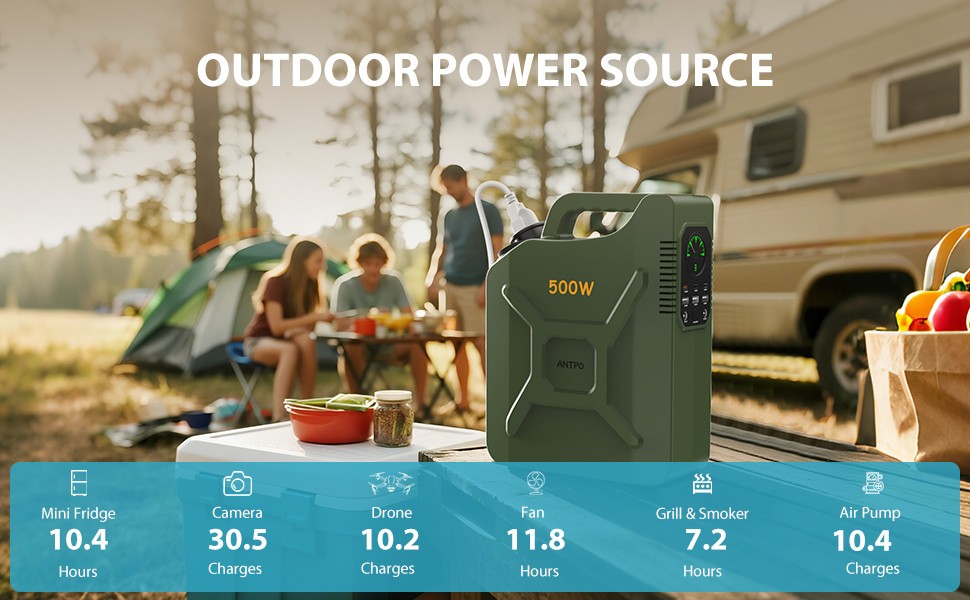 ANTPO 500W 500Wh Portable Power Station Solar Generator for Camping self driving