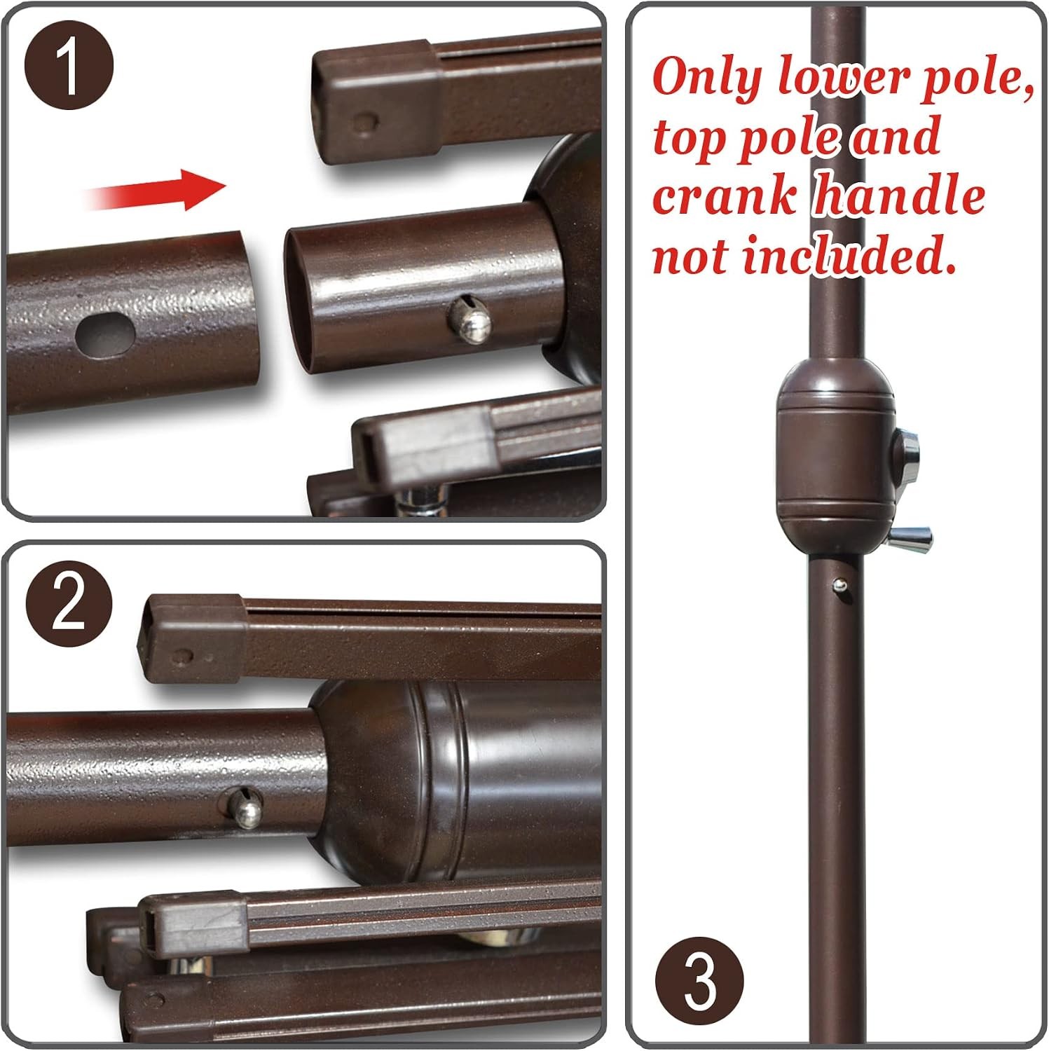 Replacement Lower Pole for Patio Market Light Umbrella pole without Bullet