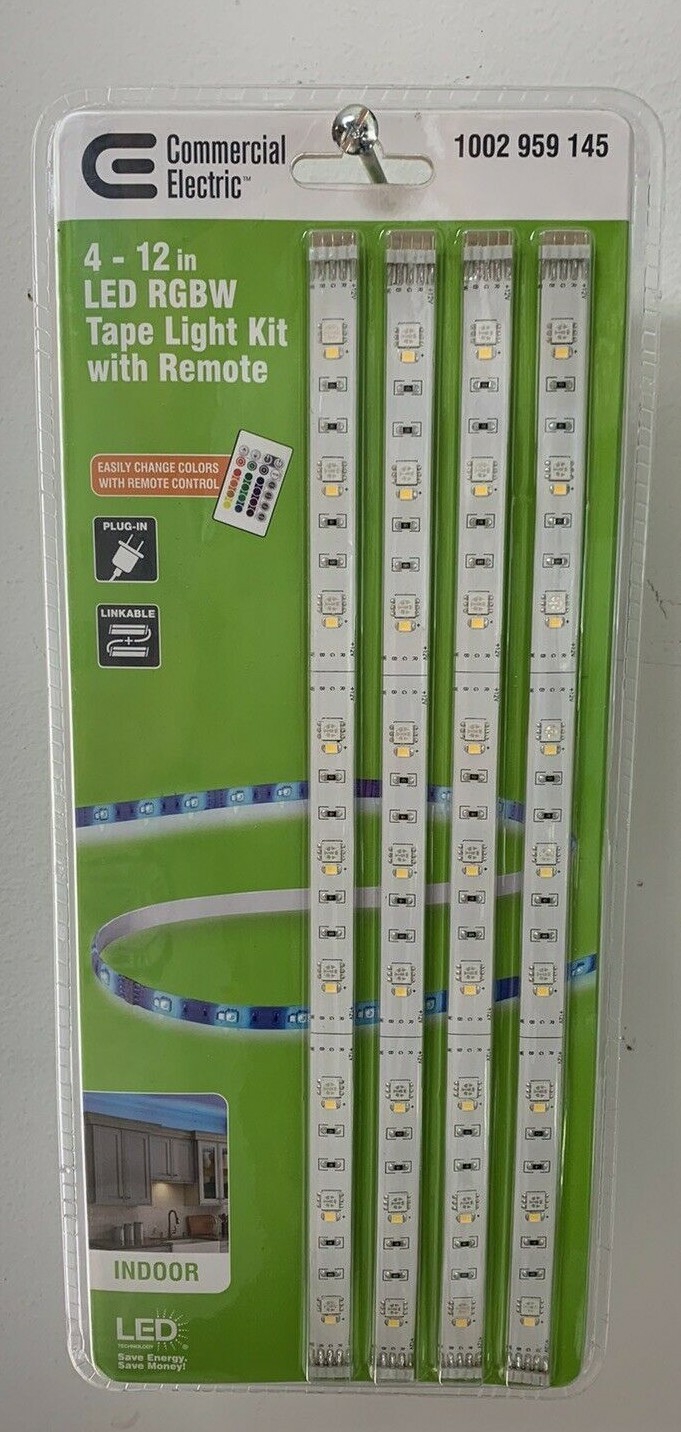 Commerical Electric 4-Strip Pk 12 in. Linkable Remote Indoor LED Flexible Tape