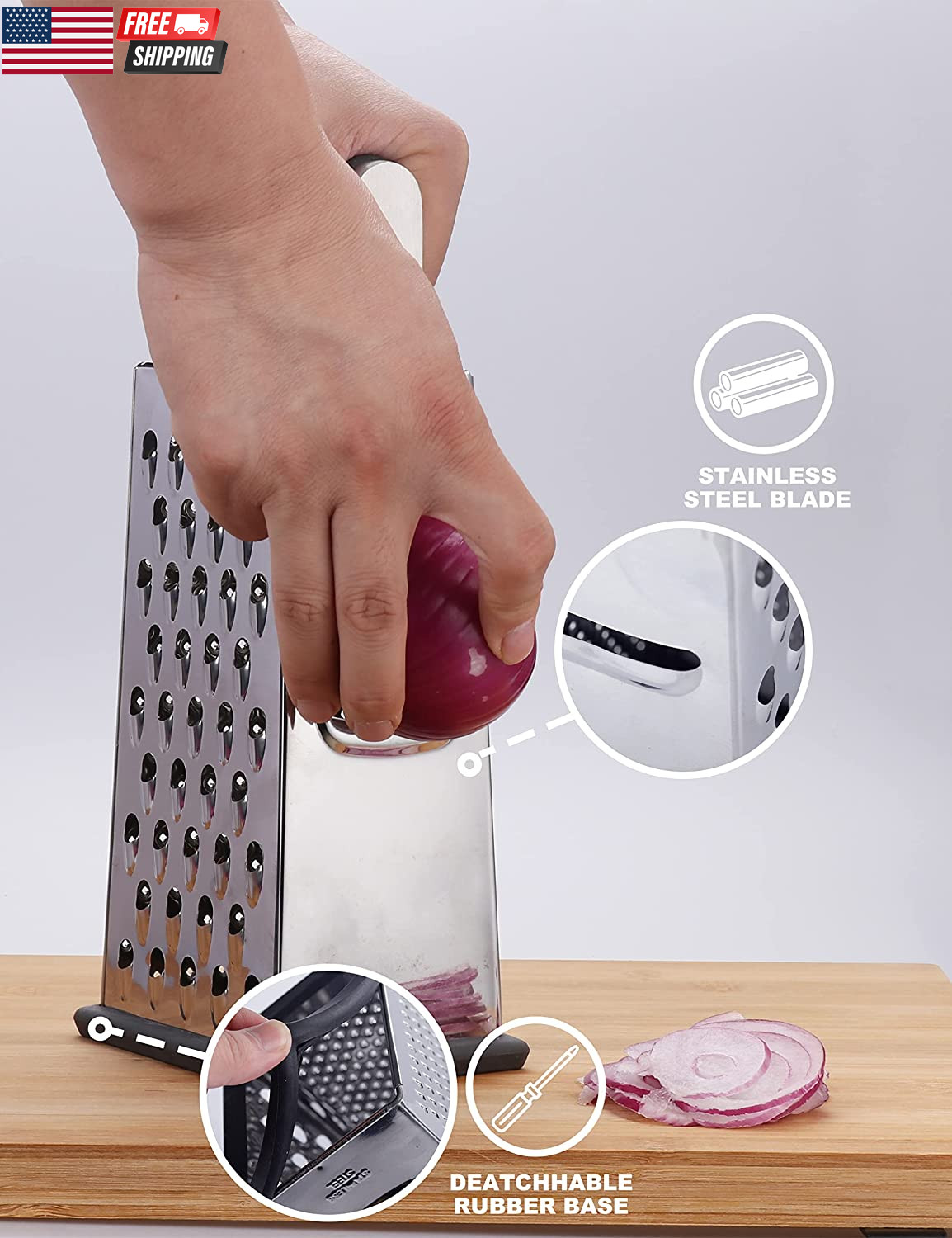 Cheese Grater, Box Grater for Cheese Stainless Steel Vegetable Slicer Food Shred