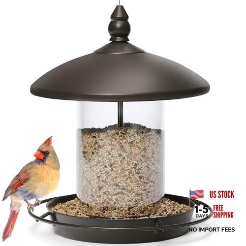 Metal Roof Bird Feeder – Chew Proof for Outdoor Hanging Wild Bird 1.7lb:Bronze