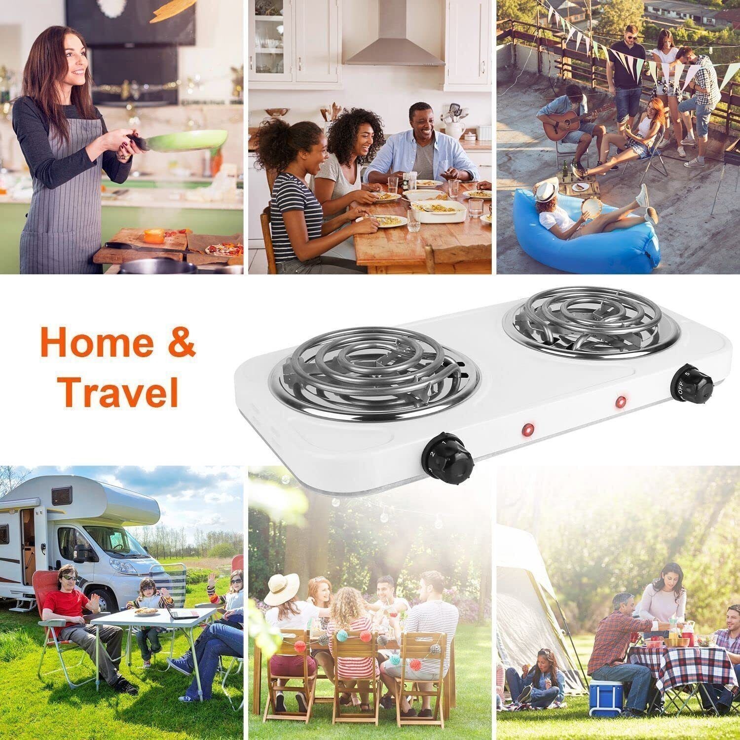 US 2000W Double Burner Hot Plates Electric Countertop Stove for Cooking Portable
