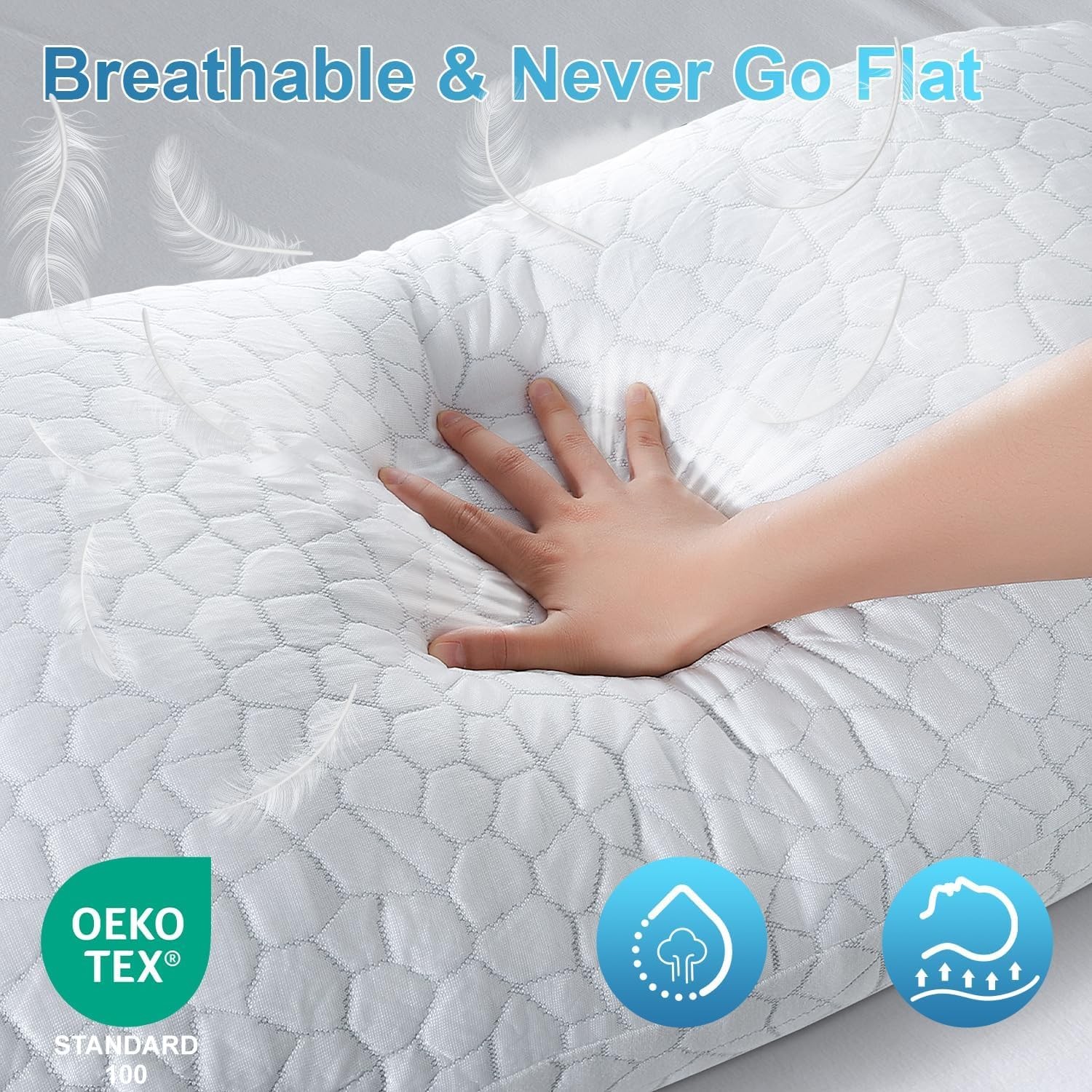 CertiPUR-US Shredded Memory Foam Queen Cooling Pillow for Hot Sleepers Sleeping