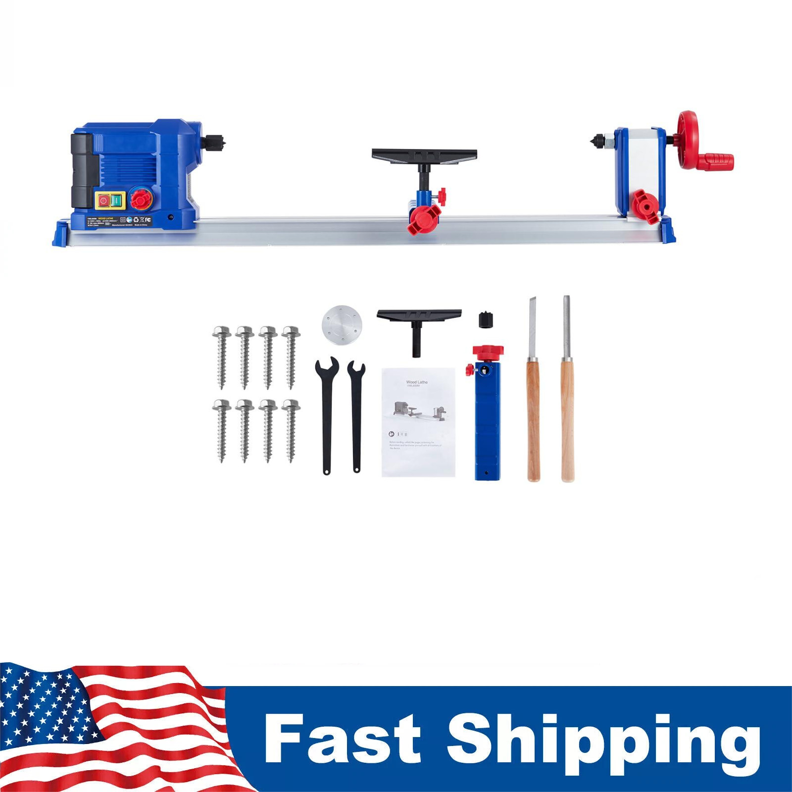 10″x24″ Benchtop Wood Lathe Machine 0.8HP 600W Wood Turning Lathe Variable Speed