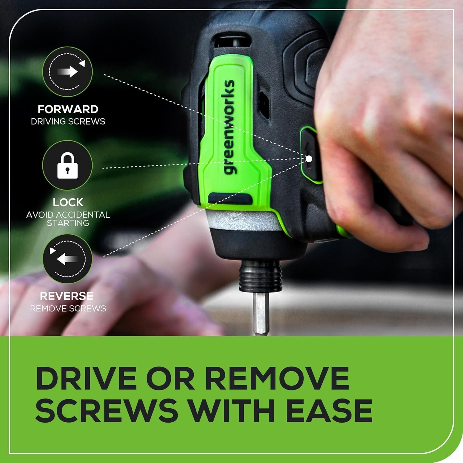 Greenworks 24V Brushless 1/4″ Cordless Impact Driver, (2) 2.0Ah Batteries, Comp