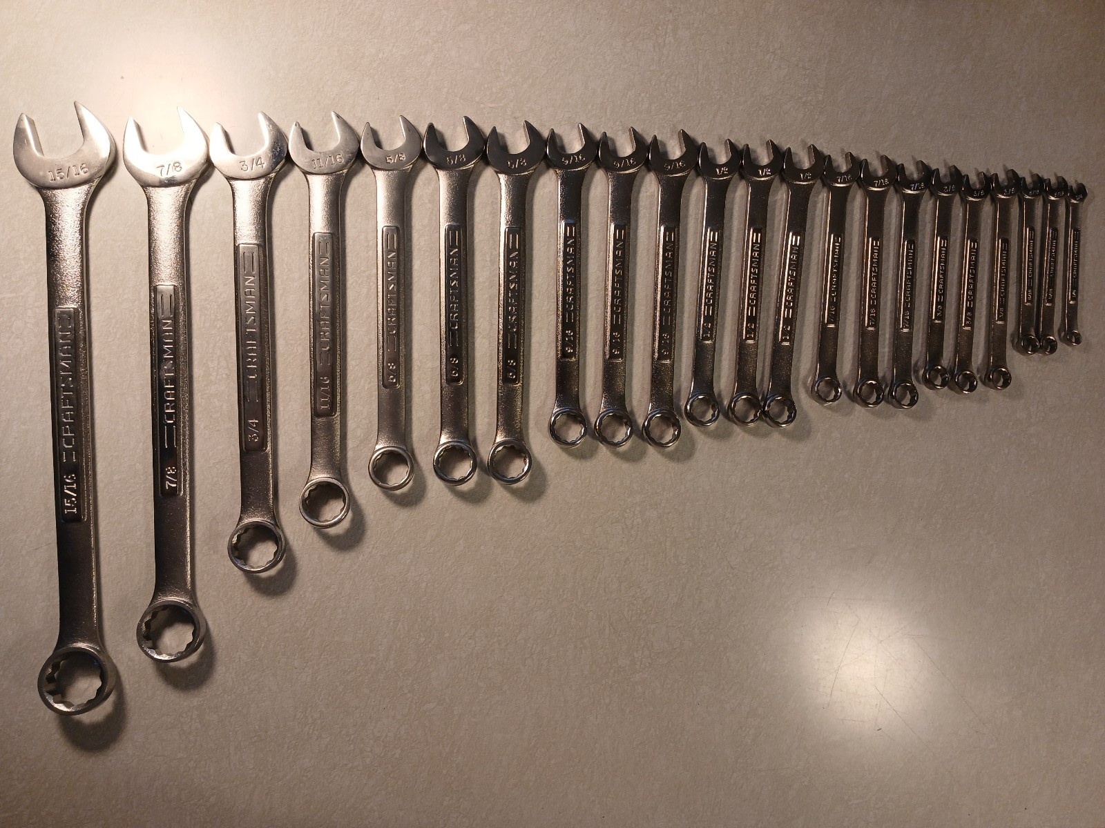 Lot of 22 SAE Craftsman combination wrenches – made in USA – read description