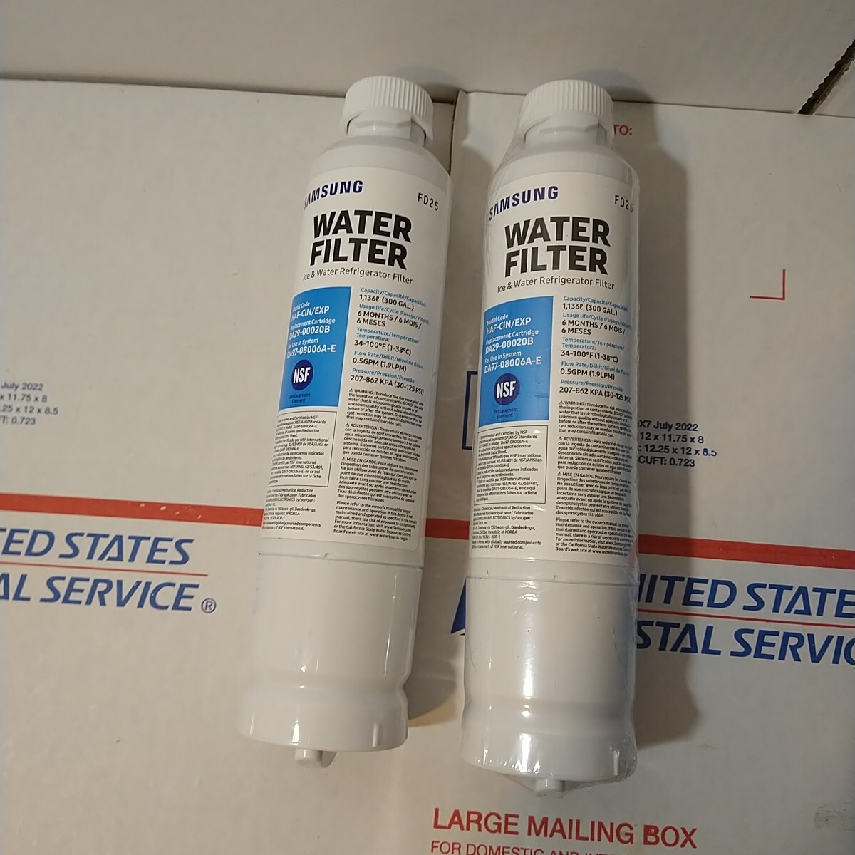 2 Pack Samsung DA29-00020B HAF-CIN/EXP Refrigerator Fresh Water Filter Cartridge