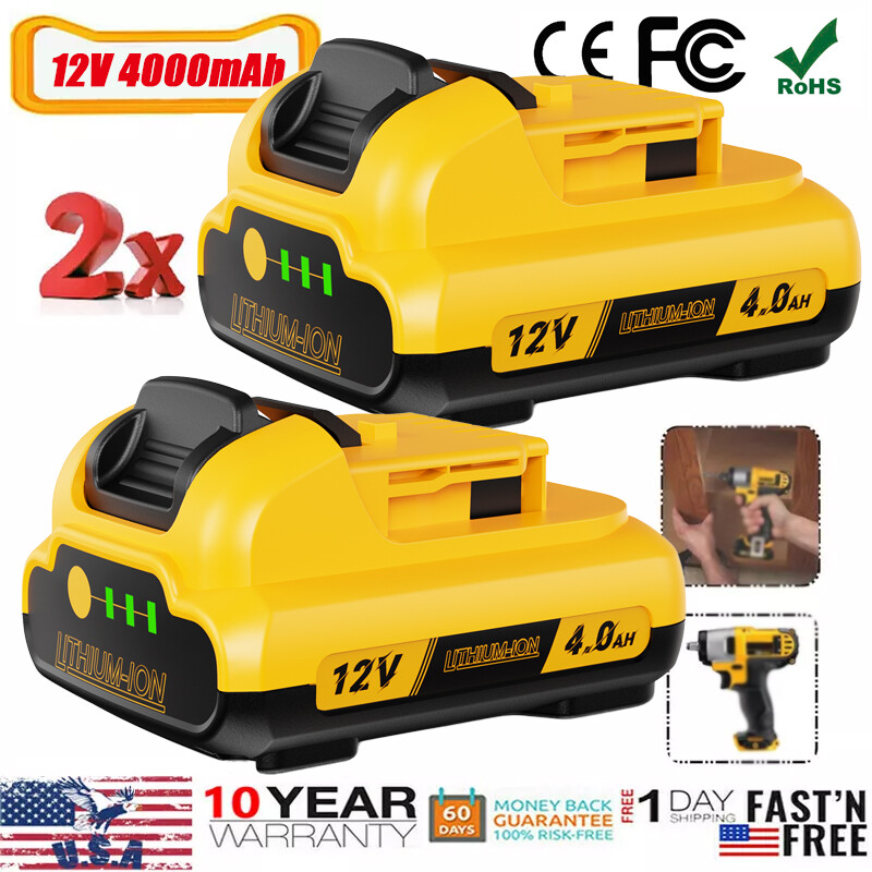 2Pack 12V 4.0Ah 12Volt Max Lithium-ion Battery For DeWalt DCB127-2 DCB120 DCB121