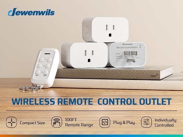 DEWENWILS Remote Control Outlet 3 Independent Wireless Sockets 15A 100ft