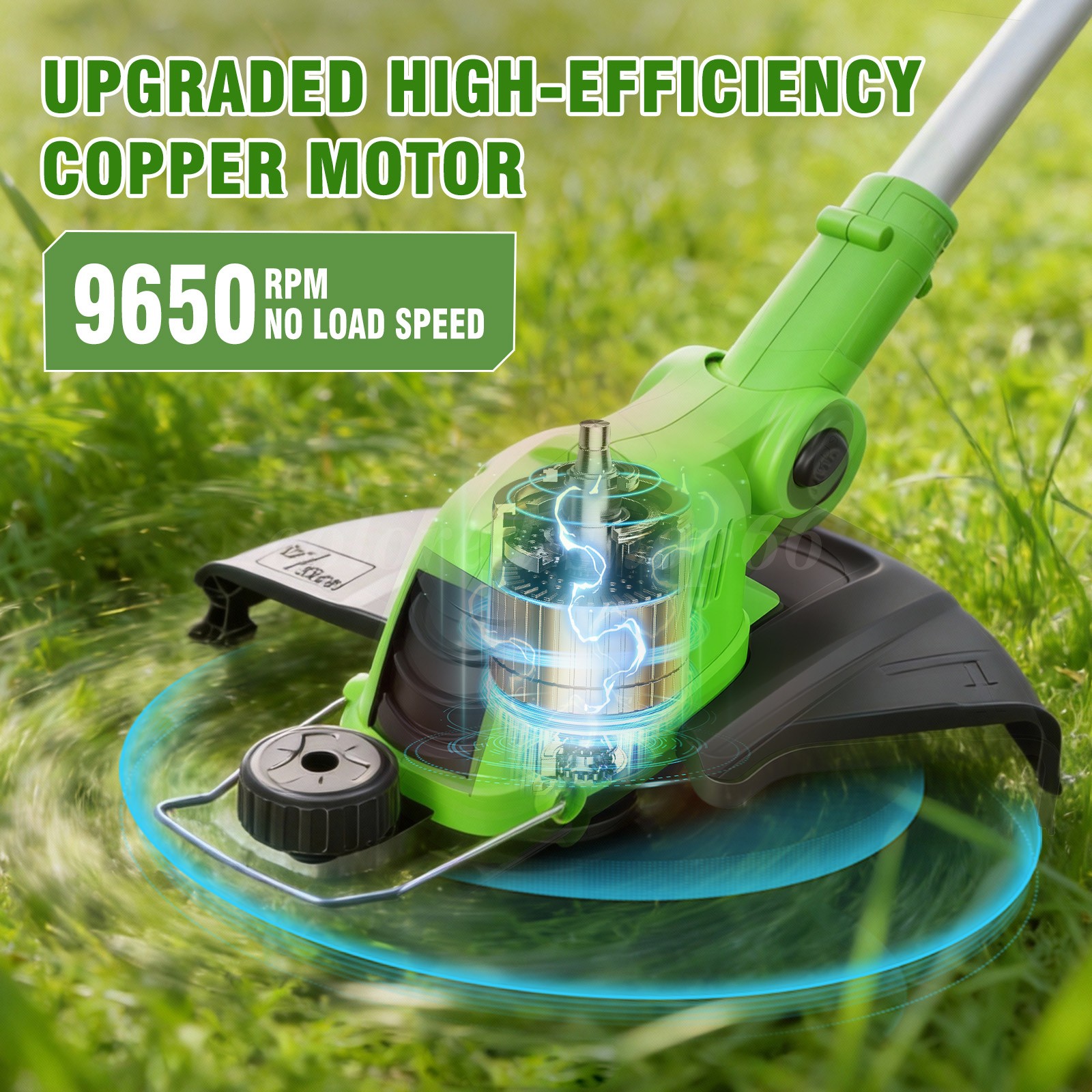 Electric Cordless Grass String Trimmer Lawn Edger Weed Wacker Cutter & 2 Battery