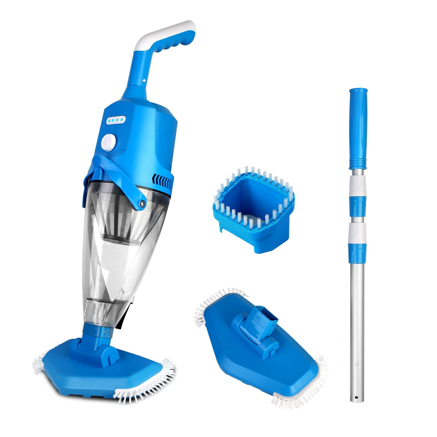 Cordless Pool Vacuum with Telescopic Pole Powerful Suction IPX8 Waterproof