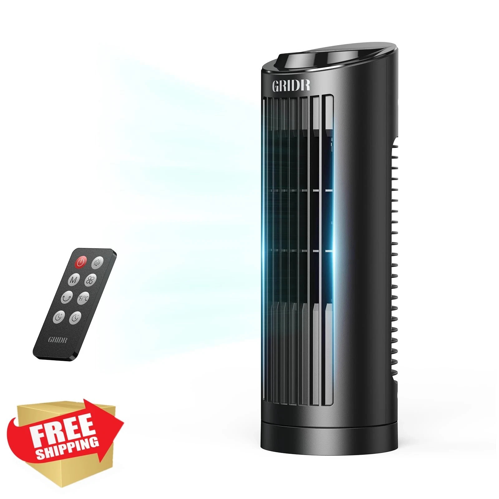 GRIDR Tower Fan FTS006R Bladeless 13″ 3 Speeds, 12hr Timer, Child Lock, Etc.