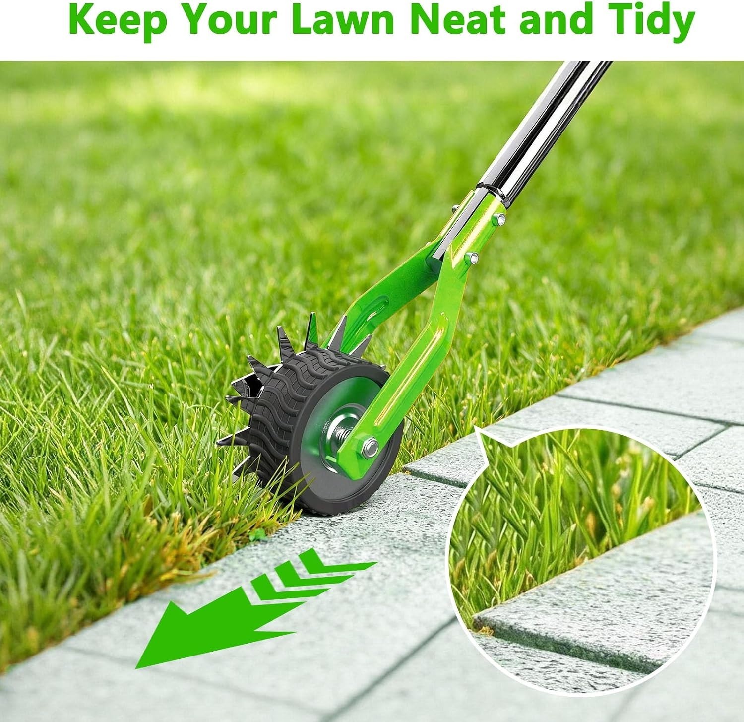 Edger Lawn Tool – 67 Inch Wheel Rotary Lawn Edger with Adjustable Stainless Stee