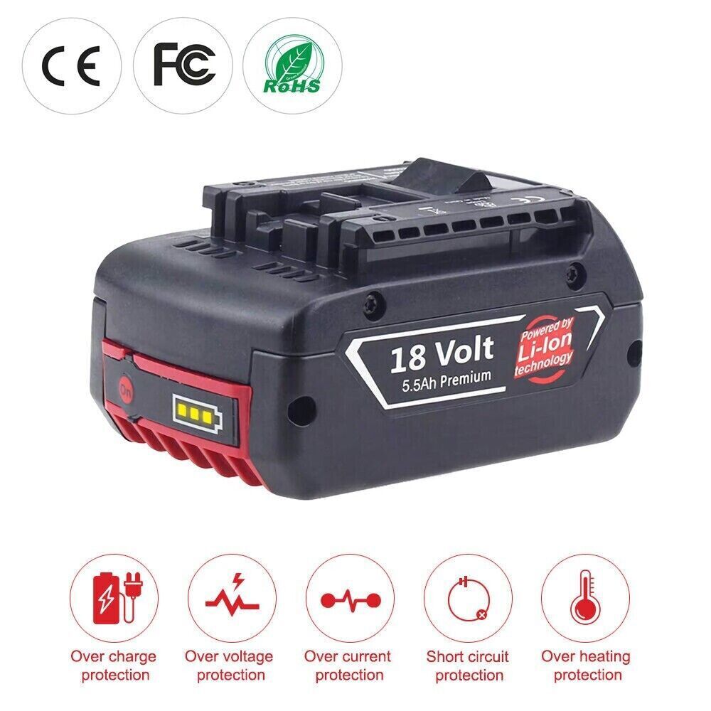 for Bosch BAT618 BAT609 18V 5000mAh Li-ion Battery BAT610G 620 GSR GSB 24618-01