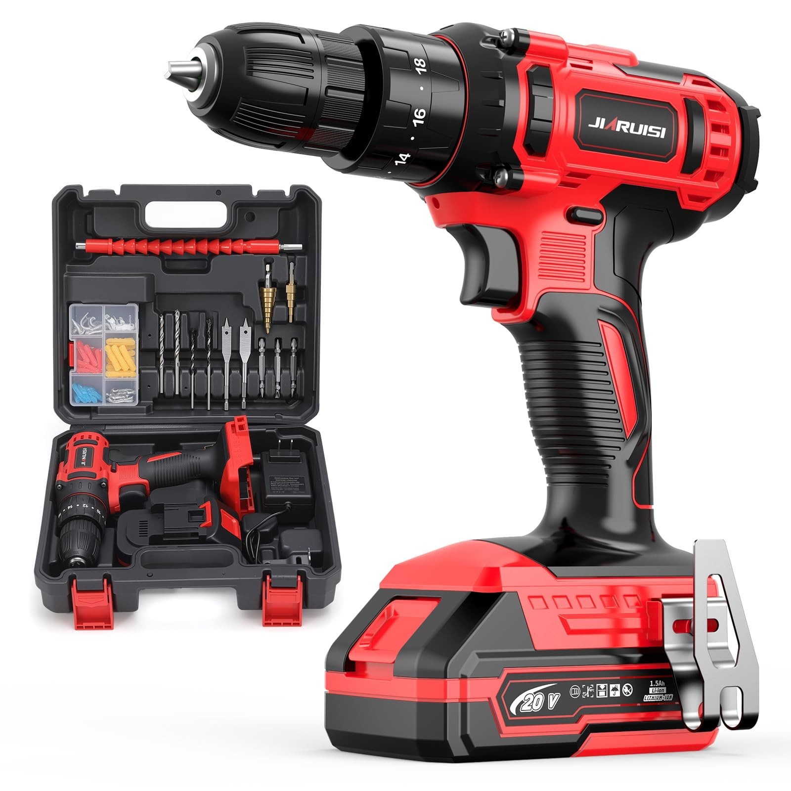 20V Cordless Drill, Electric Power Drill Set with Battery Charger and…