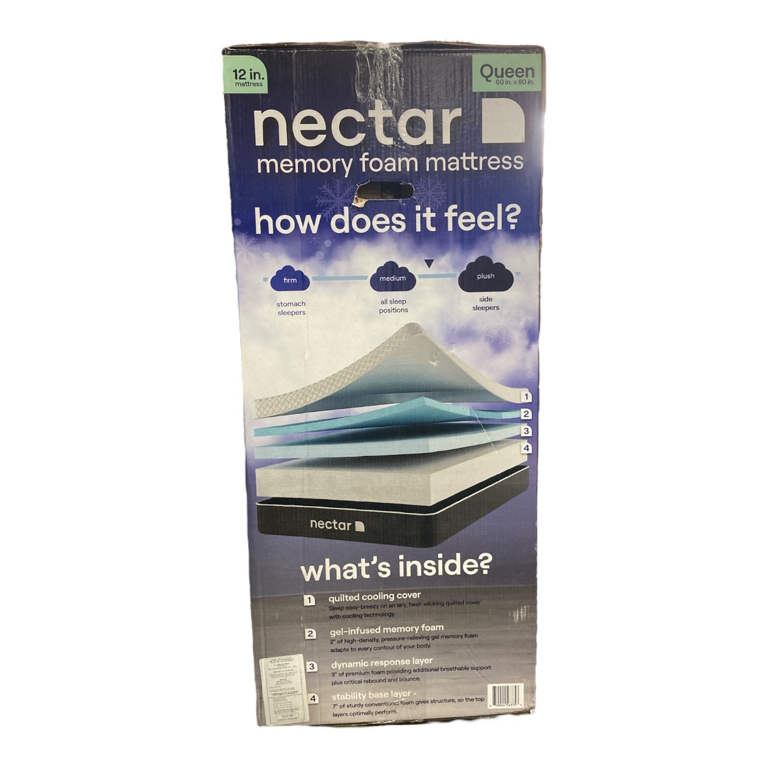 Nectar 12″ Medium Firm Gel Memory Foam Cooling Technology Mattress, Queen
