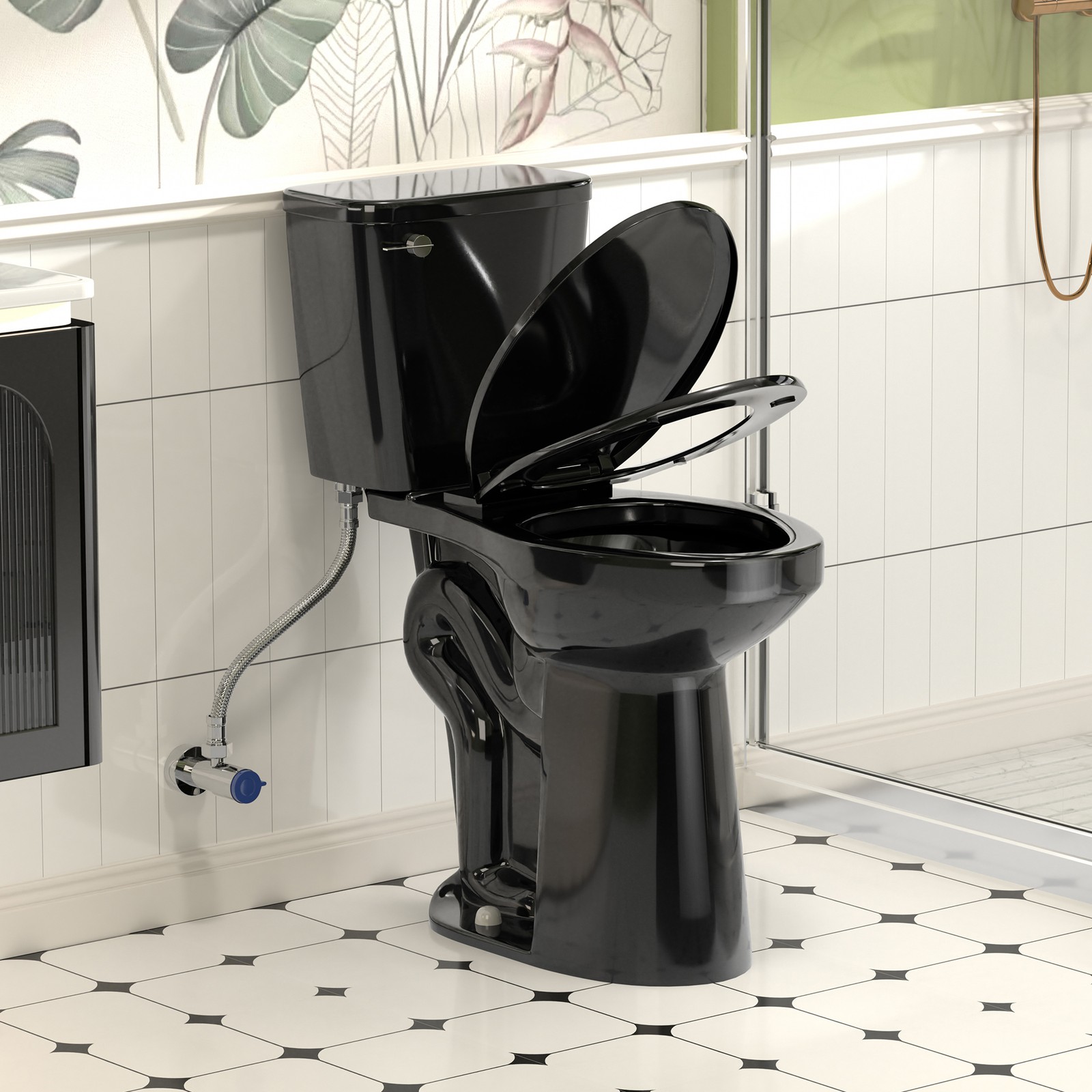 21″ Tall Two Piece Toilets for Seniors Elongated Bowl Soft-Close Seat 1.28 GPF