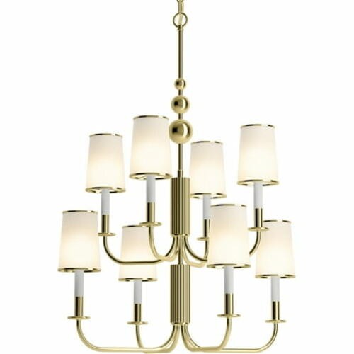 Kohler Tresdoux 8-Light Candle Chandelier, Gold Finish, 24in Wide, Damp