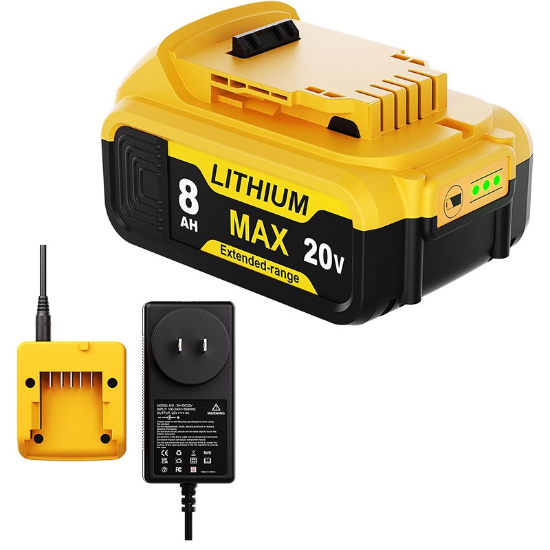 DCB200 8.0Ah 20V MAX Lithium Battery For DeWalt DCB201 Cordless Drill & Charger