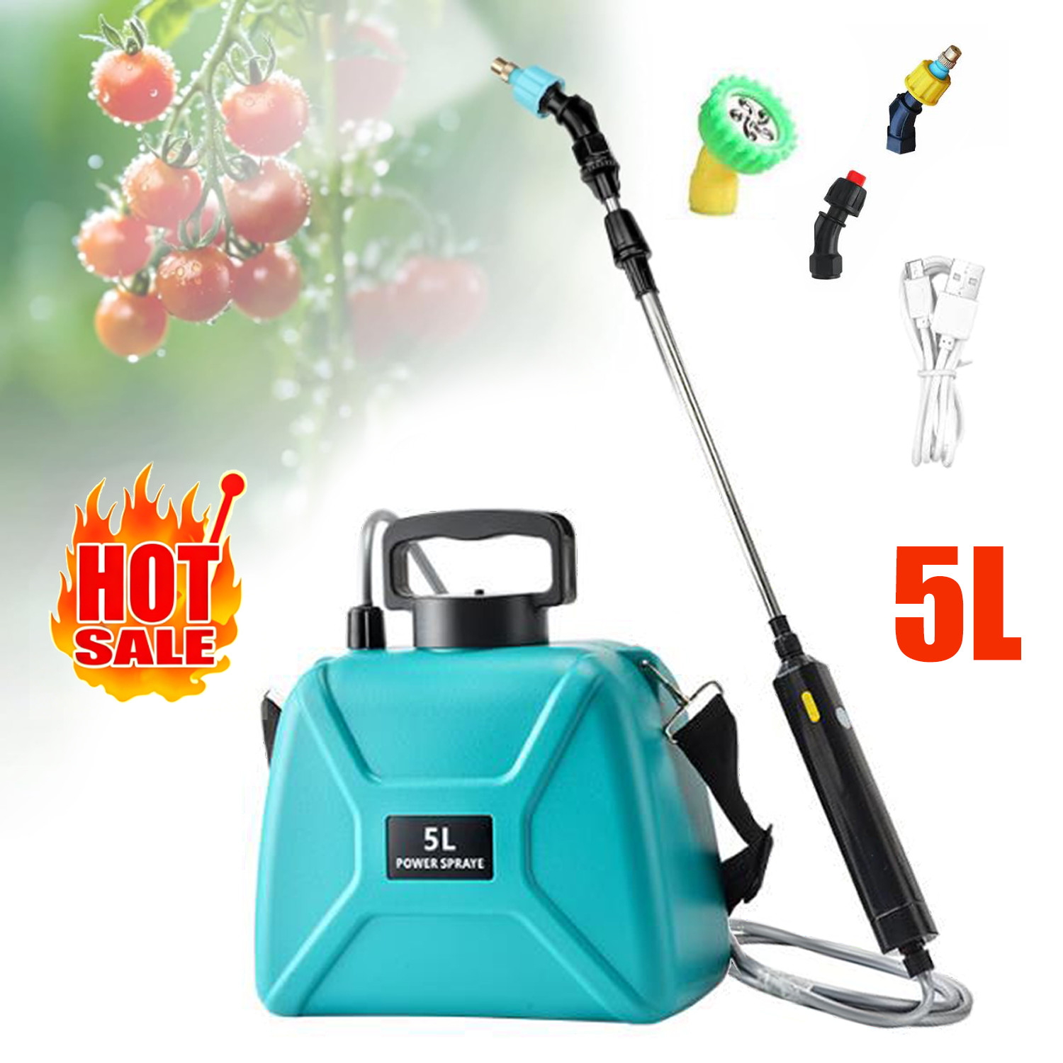 Garden Battery Powered Sprayer, Electric Power Operated Weed Sprayer 5L/1.35gal