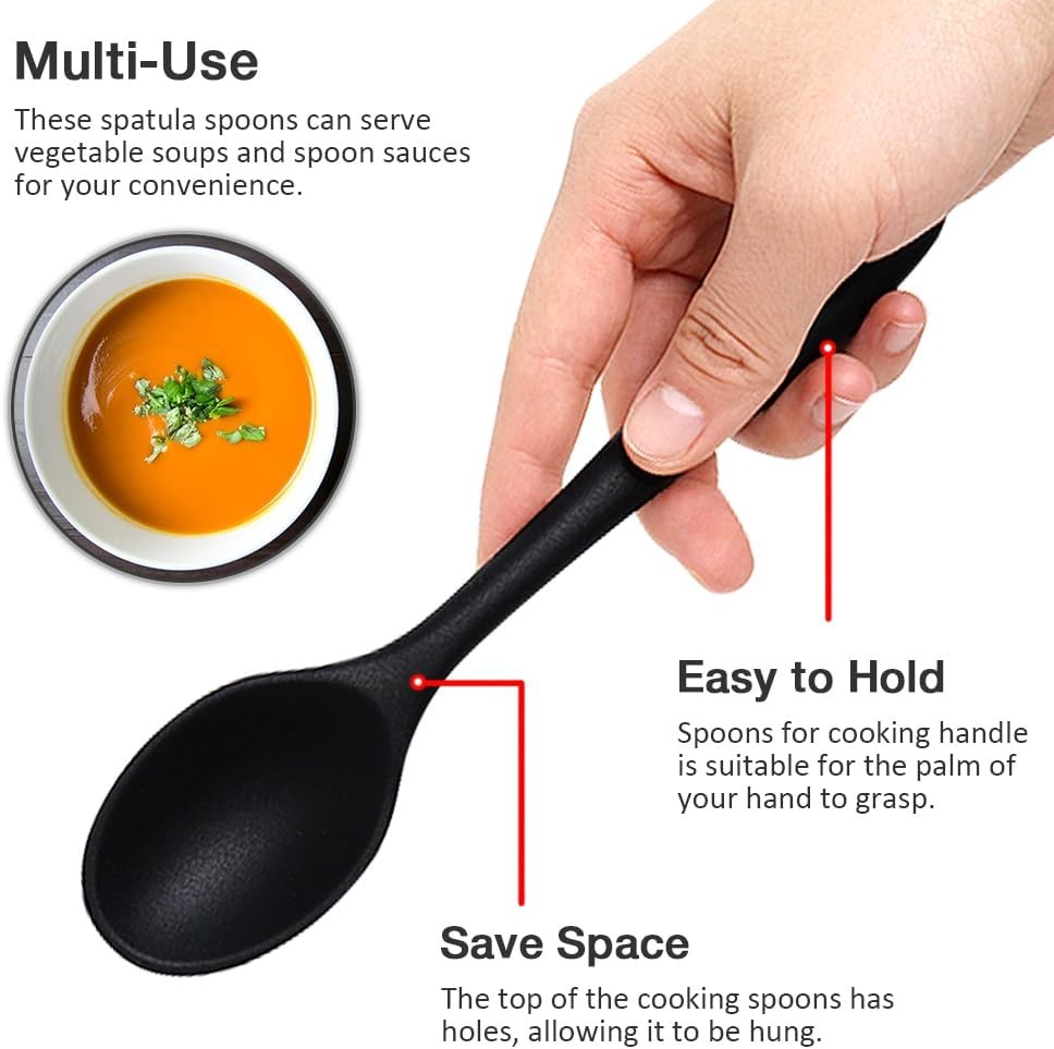 Small Silicone Spoon 4PCS, 8 Inch Mini Spoons Easy to Clean, Reusable Small