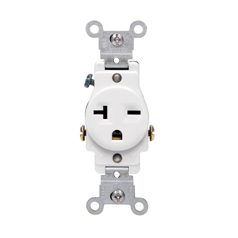 Leviton Single Receptacle Outlet 20 Amp 250 Volt Side Wire White Commercial