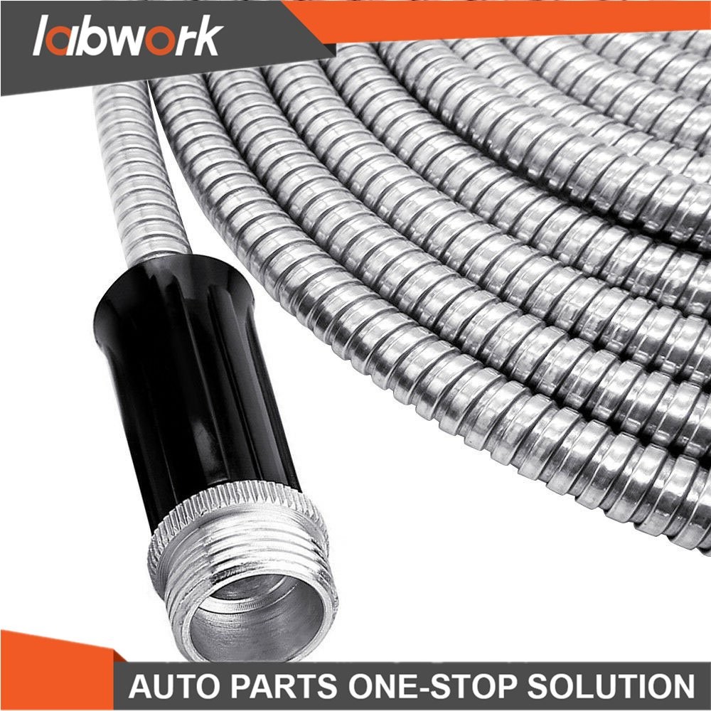 Labwork 25/50/75/100FT Lightweight Stainless Steel Metal Garden Water Hose Pipe