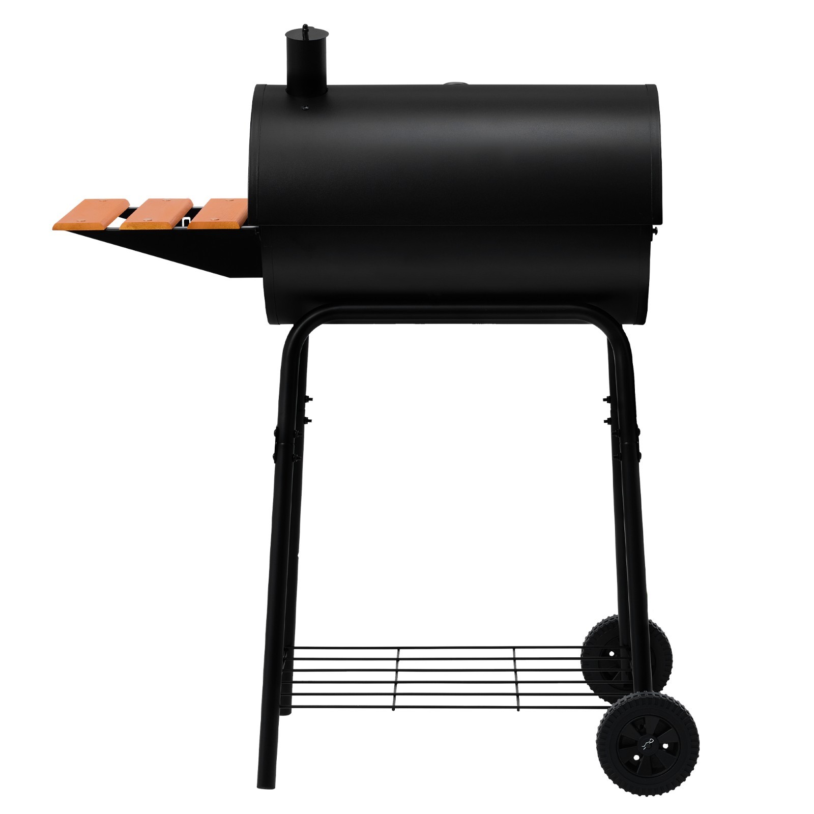 Royal Gourmet Barrel Charcoal Grill ,with Wooden Side Shelf for Backyard Cooking