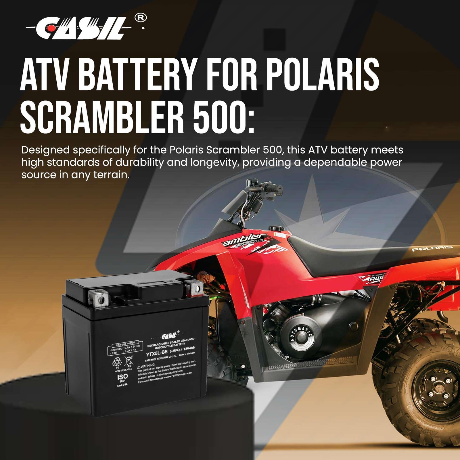 Casil YTX5L-BS – Rechargeable Motorcycle 4.48inch x 2.79inch x 4.17inch