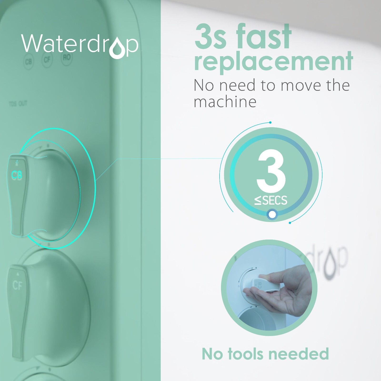 Waterdrop WD-G3-N3CB Filter, 1-year Lifetime, Used for Reverse Osmosis System