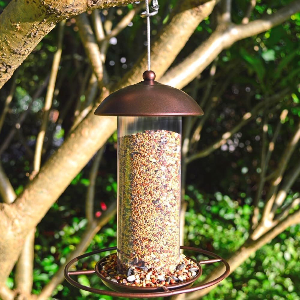 2 Pack Metal Wide Bird Feeders – Hanging Outdoor Bird Feeder with 1.6Lbs Capacit