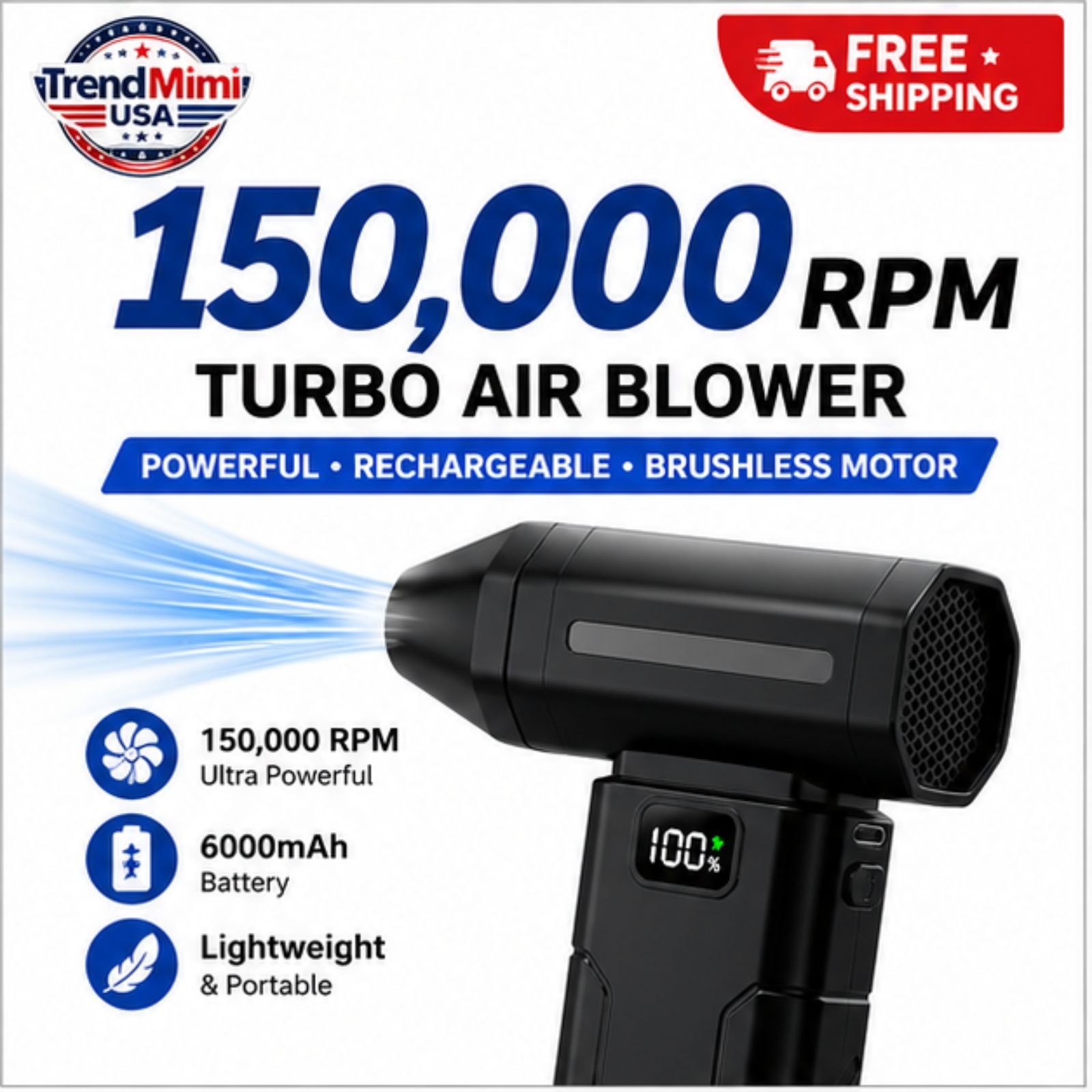 X8 Brushless Turbo Jet Fan 150000RPM Powerful Electric Air Blower Dust Cleaner