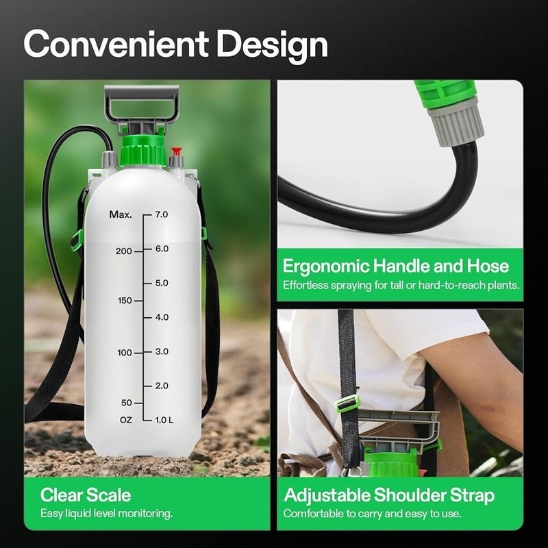 Multi-Functional Pump Sprayer Plants Pets Car Cleaning Adjustable Nozzles New