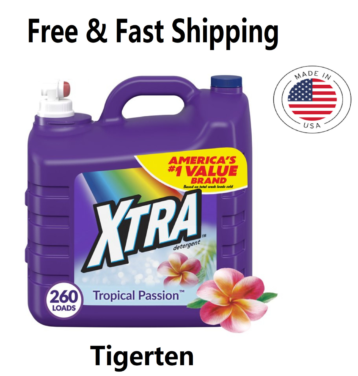 Xtra Tropical Passion, 260 Loads Liquid Laundry Detergent, 312 Fl Oz