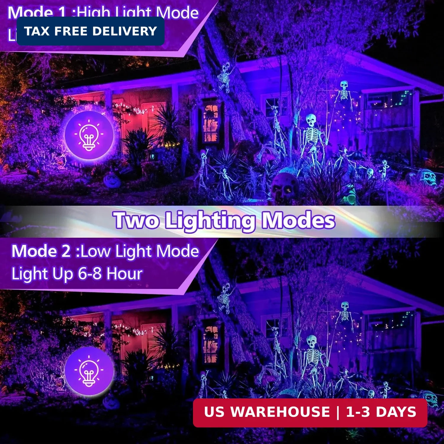 T-SUN Rechargeable LED Black Lights, Battery Powered Blacklight, 2 Pack LED Blac