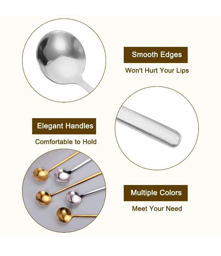 50 Pcs 6″ Stainless Steel Espresso Spoons Mini Coffee Spoon Teaspoon Silver