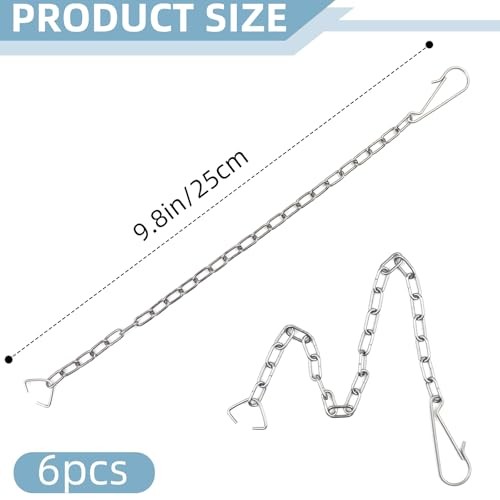 6 Pcs Toilet Handle Chain Stainless Steel,9.8 In Toilet Flapper