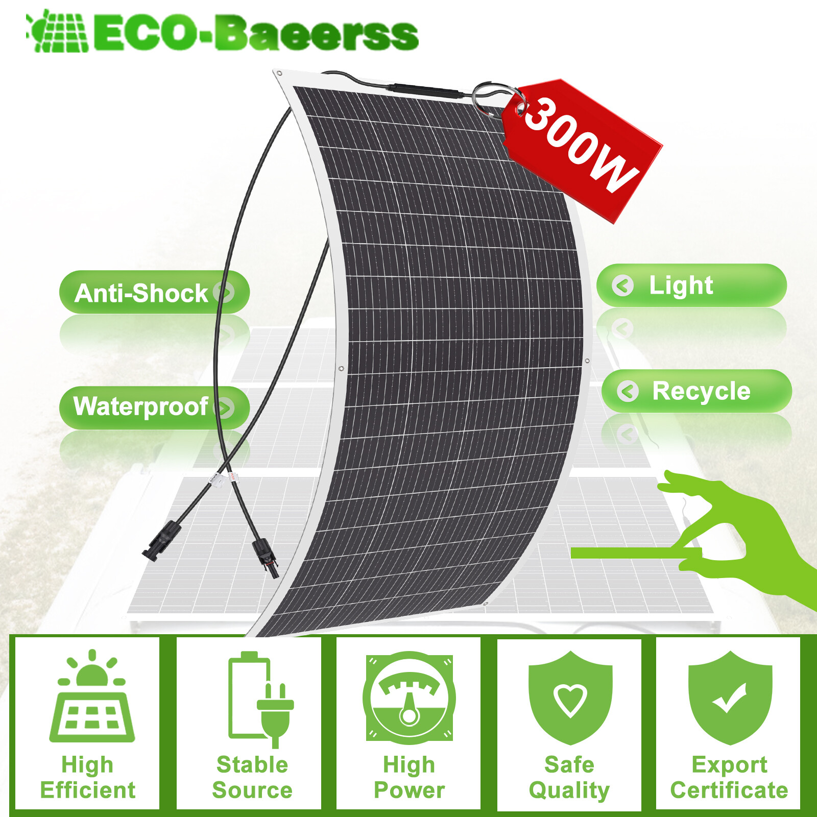 300W Flexible Solar Panel Mono 12V Portable Power Camping Home RV Battery Charge